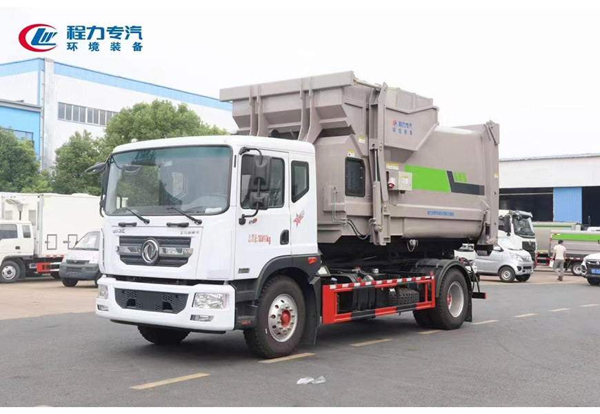 新工藝國六東風(fēng)多利卡D9勾臂車+移動壓縮箱